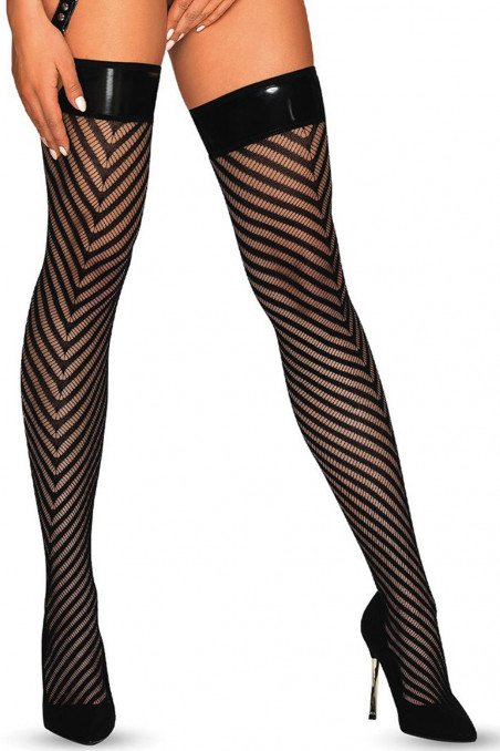 Чулки с коронкой под кожу Obsessive S818