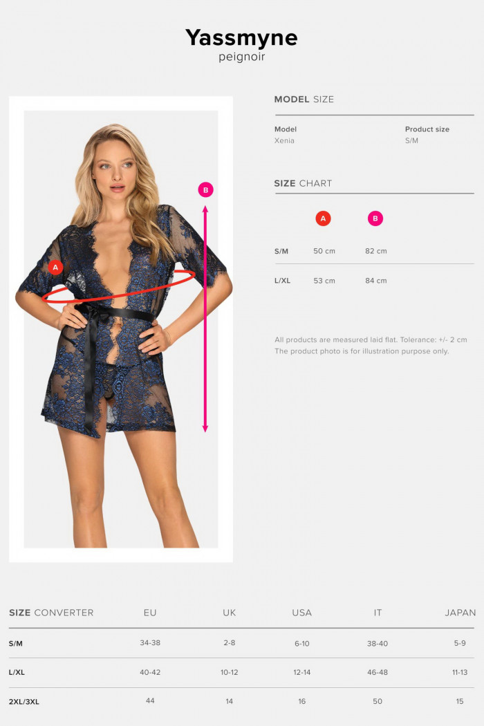 Халатик-пеньюар мереживний Obsessive Yassmyne peignoir