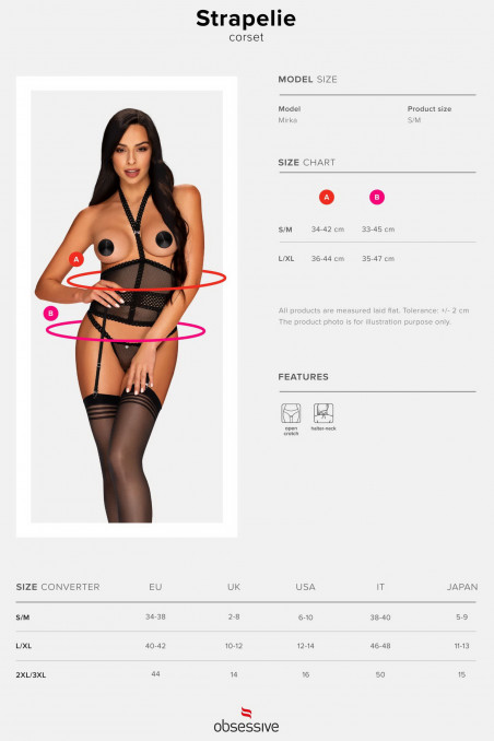 Комплект з відкритим верхом та трусиками Obsessive Strapelie corset