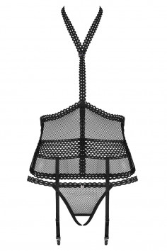 Комплект з відкритим верхом та трусиками Obsessive Strapelie corset