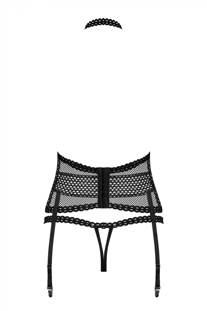 Комплект с открытым верхом и трусиками Obsessive Strapelie corset