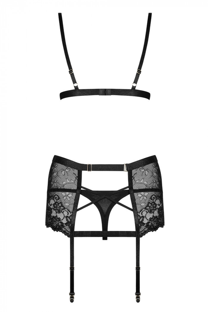 Комплект з поясом для панчіх Obsessive Blanita garter belt