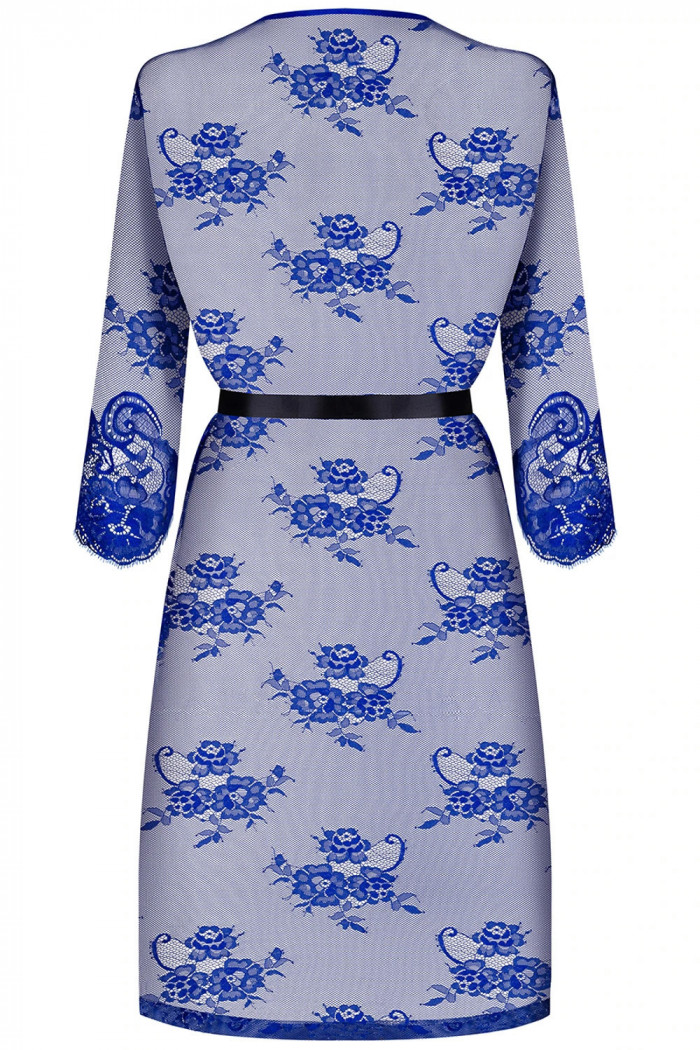 Халатик-пеньюар кружевной Obsessive Cobaltess peignoir