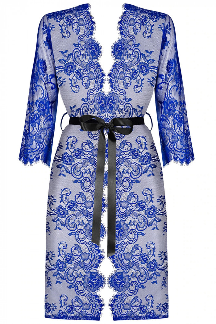 Халатик-пеньюар кружевной Obsessive Cobaltess peignoir