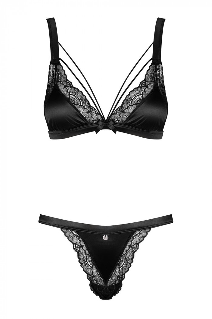 Комплект атласный с кружевом Obsessive Eloissa set