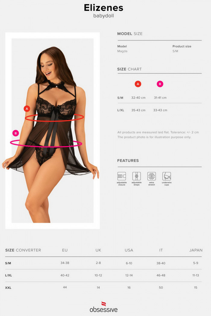 Сорочка с трусиками Obsessive Elizenes babydoll