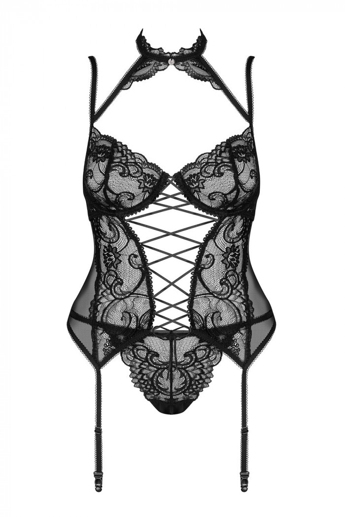 Корсет мереживний з трусиками Obsessive Elizenes corset