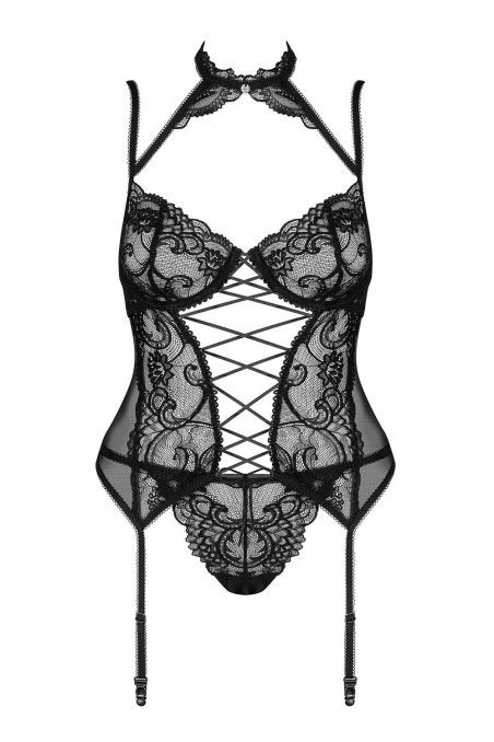 Корсет мереживний з трусиками Obsessive Elizenes corset
