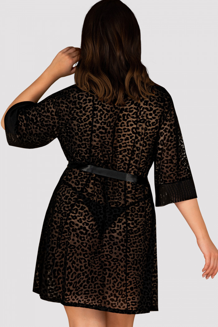 Халатик-пеньюар большого размера Obsessive Jagueria peignoir  — Заказать онлайн с доставкой