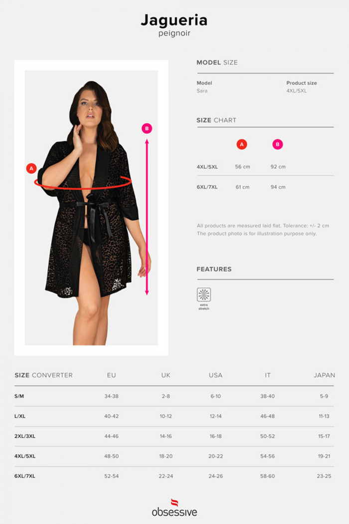 Халатик-пеньюар большого размера Obsessive Jagueria peignoir  — Заказать онлайн с доставкой