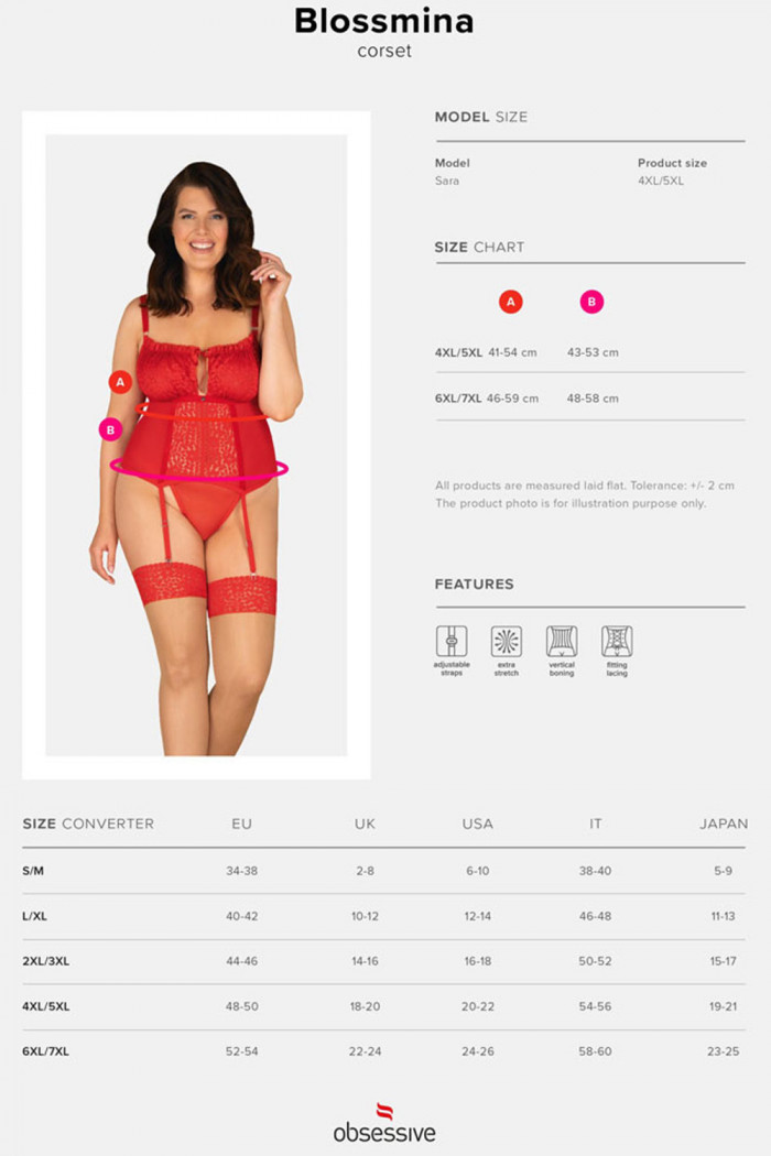 Корсет большого размера Obsessive Blossmina  — Заказать онлайн с доставкой
