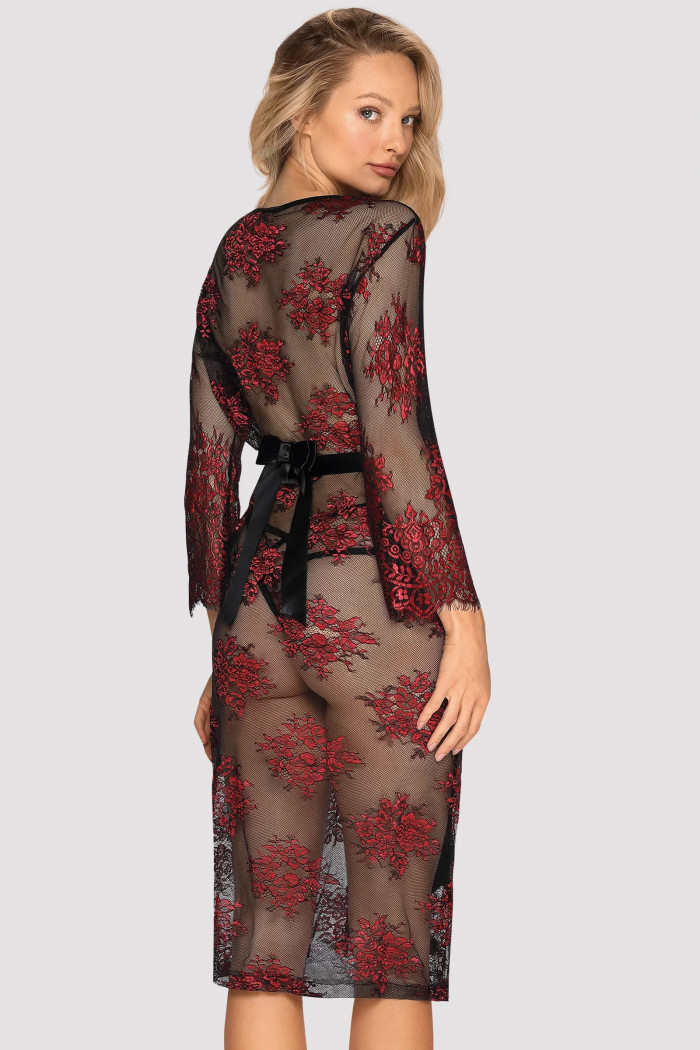 Халатик-пеньюар мереживний Obsessive Redessia peignoir — Купити в Dorin.shop | Ціна, Фото