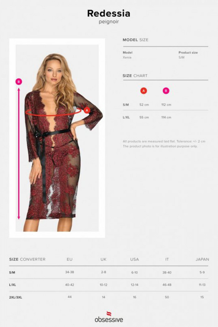 Халатик-пеньюар мереживний Obsessive Redessia peignoir — Купити в Dorin.shop | Ціна, Фото