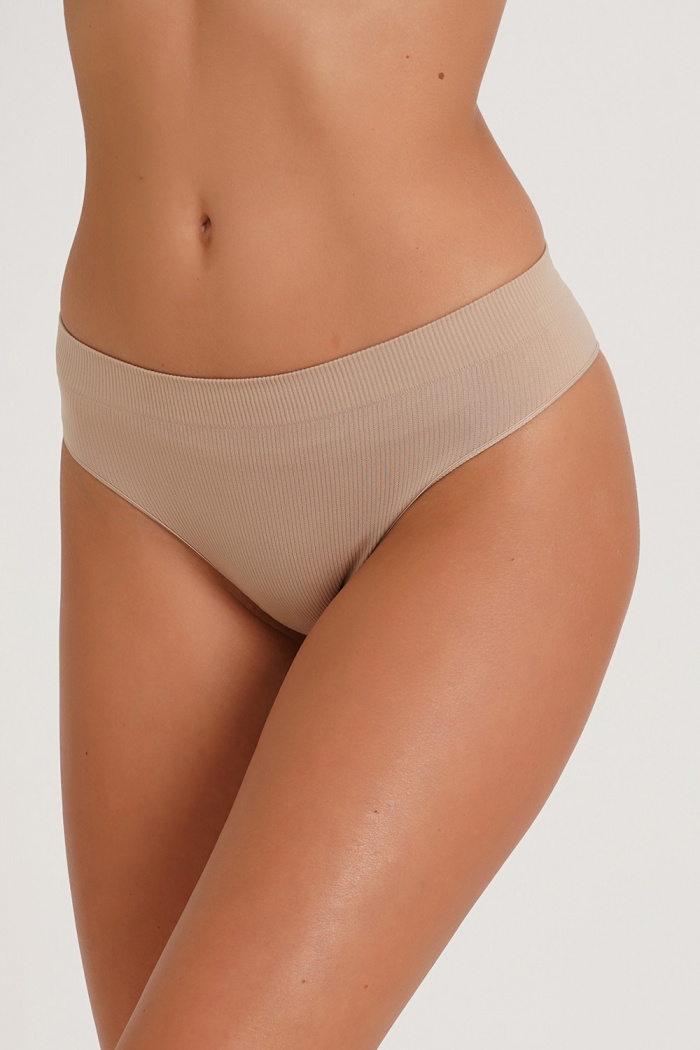 Трусики безшовні в рубчик GIULIA Brasilian briefs RIB NATURALE • Dorin.shop