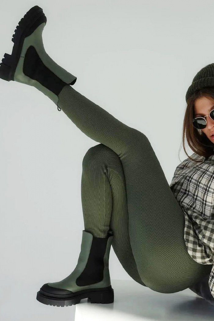 Легінси безшовні в рубчик GIULIA Leggings RIB KHAKI • Dorin.shop