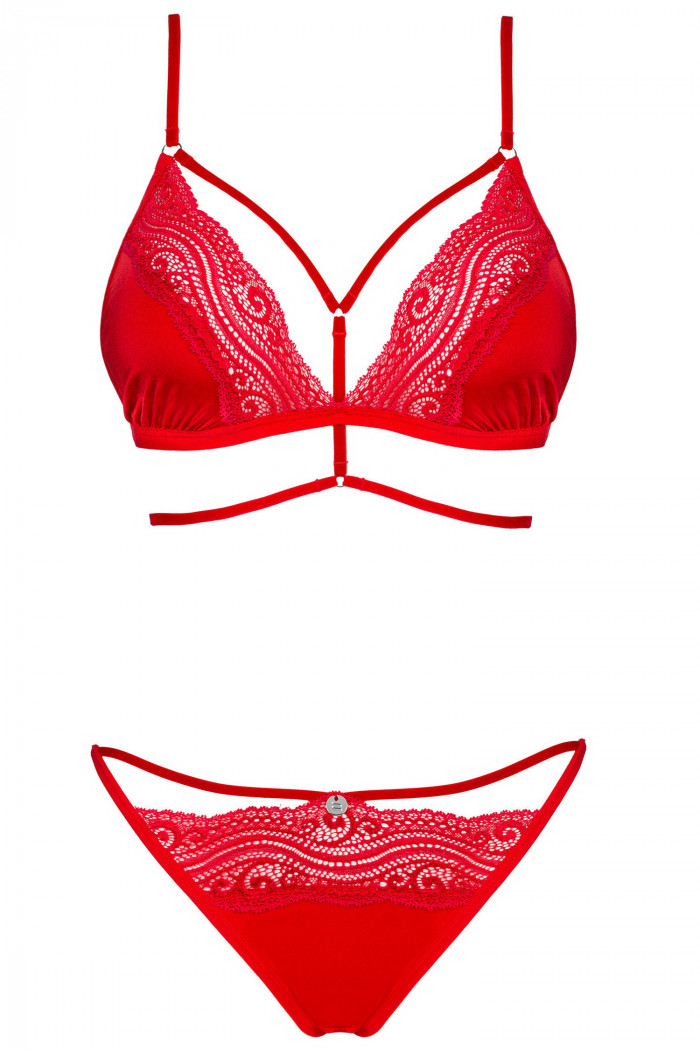 Комплект белья с ремешками Obsessive Diyosa Set Red  — Заказать онлайн с доставкой