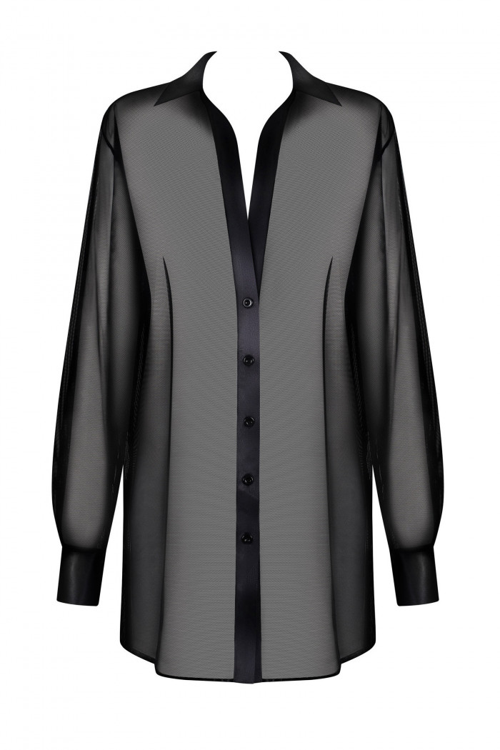 Платье-рубашка прозрачное Obsessive Stellya Black  — Заказать онлайн с доставкой