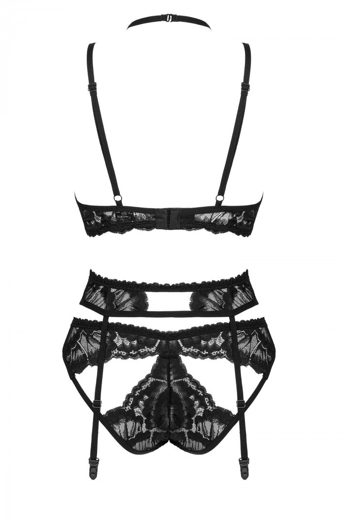 Комплект белья кружевной с поясом Obsessive Alessya set  — Заказать онлайн с доставкой