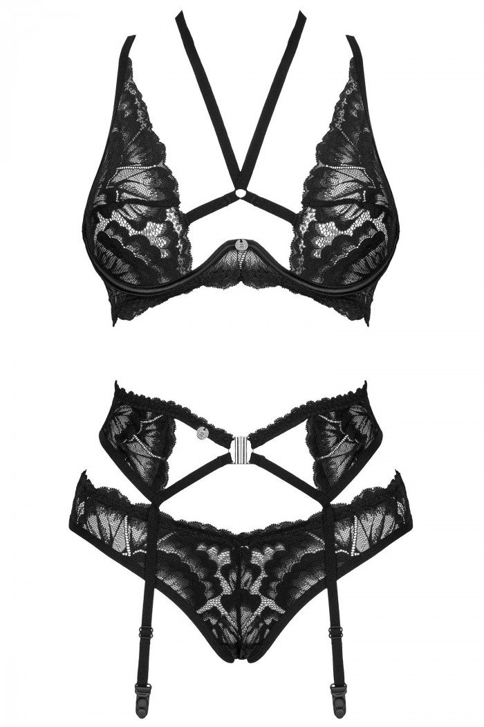 Комплект белья кружевной с поясом Obsessive Alessya set  — Заказать онлайн с доставкой