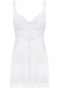 Сорочка жіноча з мереживним ліфом Obsessive Amor Blanco chemise • Dorin.shop 2