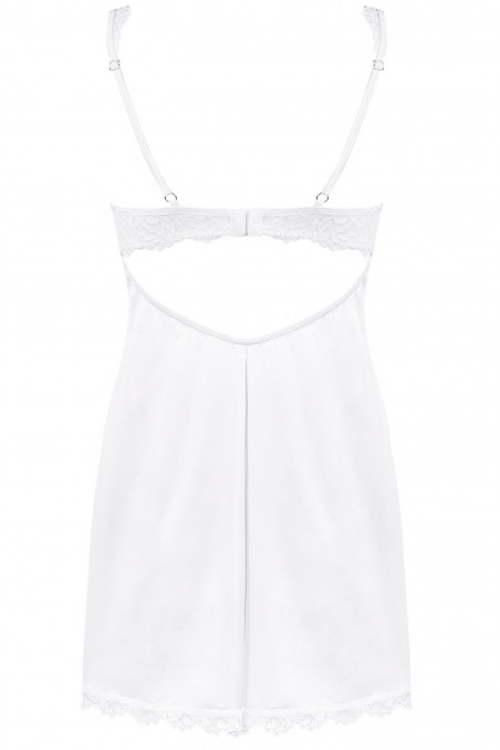 Сорочка с кружевным лифом Obsessive Amor Blanco chemise  — Заказать онлайн с доставкой