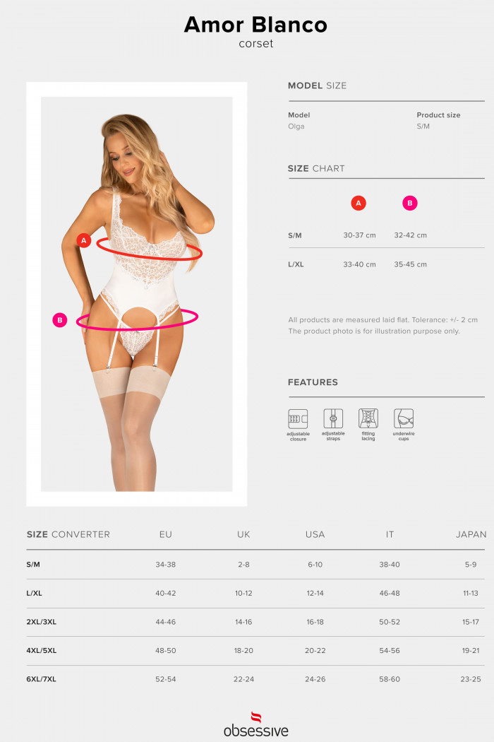 Корсет с трусиками Obsessive Amor Blanco corset  — Заказать онлайн с доставкой
