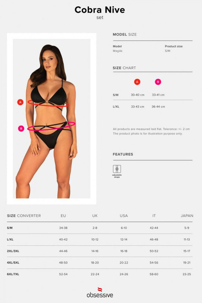 Оригинальный комплект белья с ремешками Obsessive Cobra Nive  — Заказать онлайн с доставкой