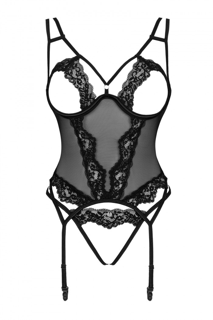Корсет з відкритим бюстом і трусиками Obsessive Setilla corset — Купити в Dorin.shop | Ціна, Фото