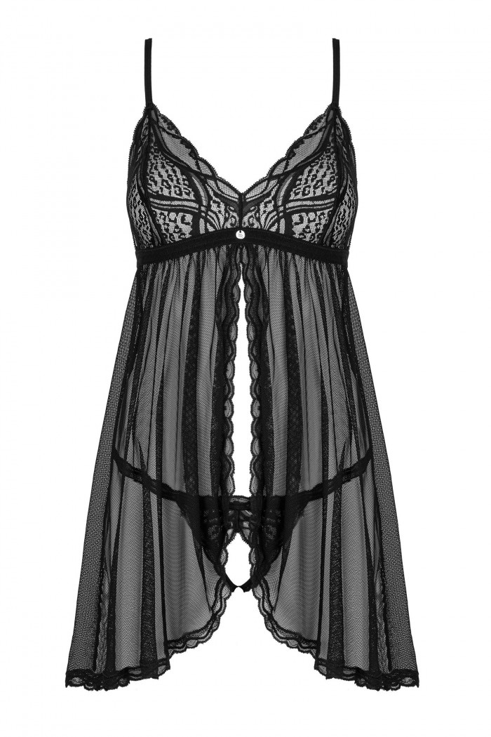 Прозорий бебідолл з відкритими трусиками Obsessive Sedila babydoll — Купити в Dorin.shop | Ціна, Фото