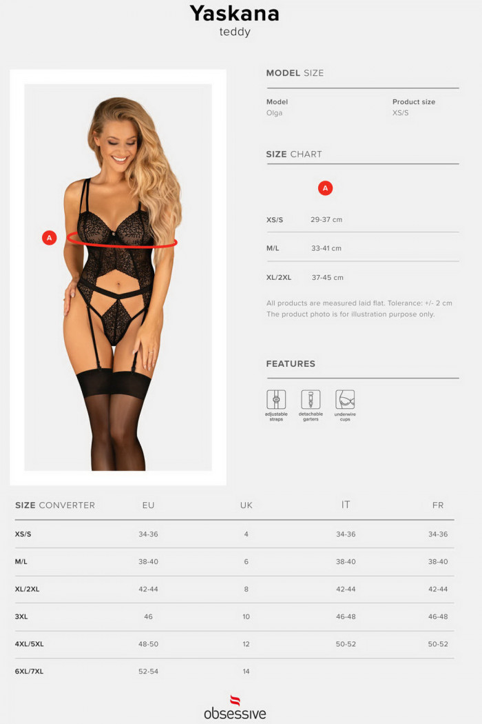 Боди прозрачное с пажами для чулок Obsessive Yaskana  — Заказать онлайн с доставкой