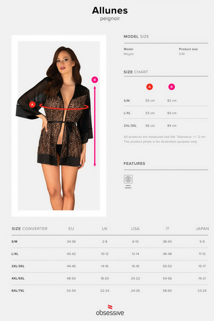 Халатик-пеньюар Obsessive ALLUNES peignoir  — Заказать онлайн с доставкой