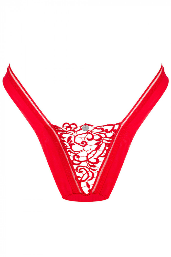 Трусики-стринг с кружевной вставкой Obsessive Larisya  — Заказать онлайн с доставкой