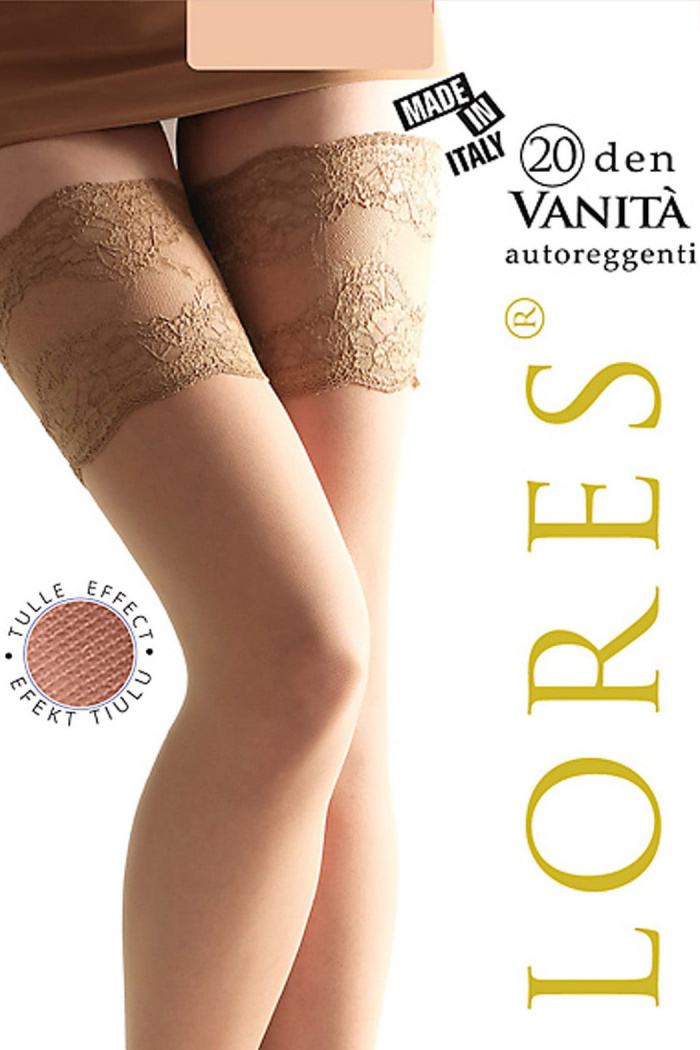 Чулки тюль с широким кружевом Lores Vanita 20 • Dorin.shop