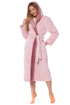 Жіночий довгий теплий халат з капюшоном L&L 2127 Selene Rosa — Купити в Dorin.shop | Ціна, Фото
