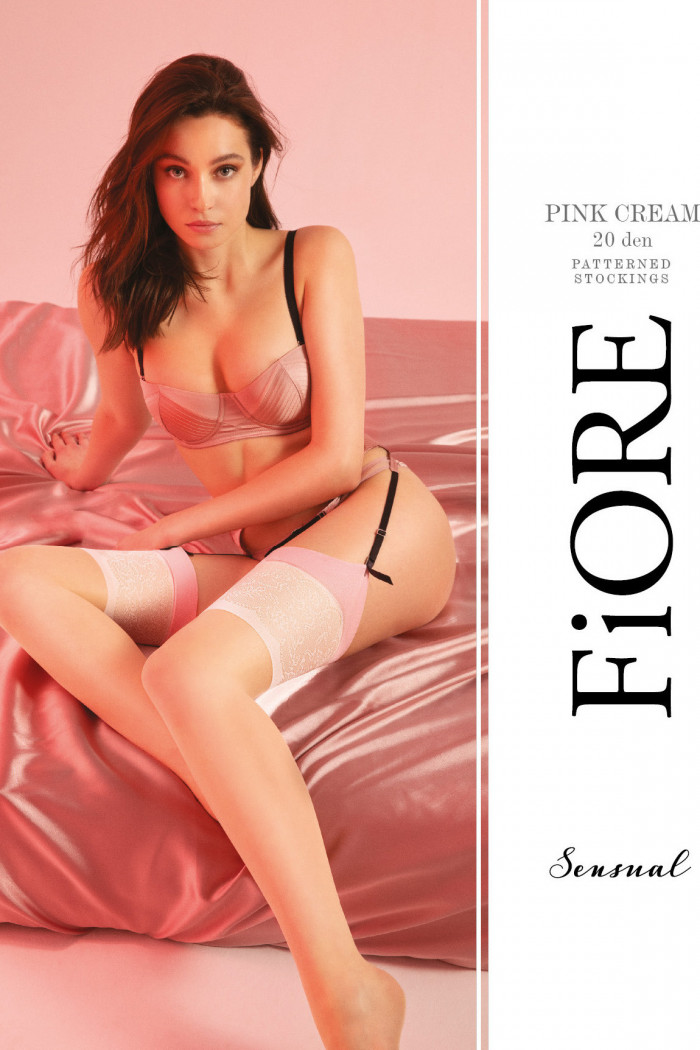 Чулки под пояс с розовой резинкой Fiore PINK CREAM 20d  — Заказать онлайн с доставкой