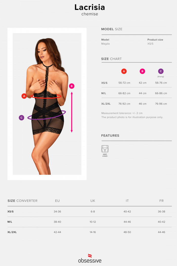 Сорочка з відкритим бюстом Obsessive Lacrisia chemise — Купити в Dorin.shop | Ціна, Фото