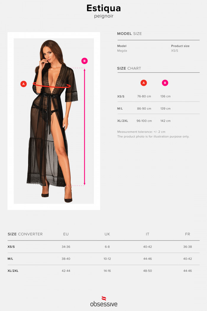 Халатик длинный прозрачный Obsessive Estiqua peignoir  — Заказать онлайн с доставкой