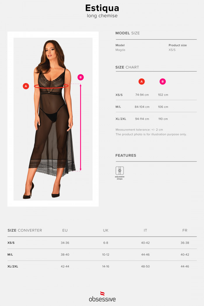 Комбинация прозрачная Obsessive Estiqua chemise  — Заказать онлайн с доставкой