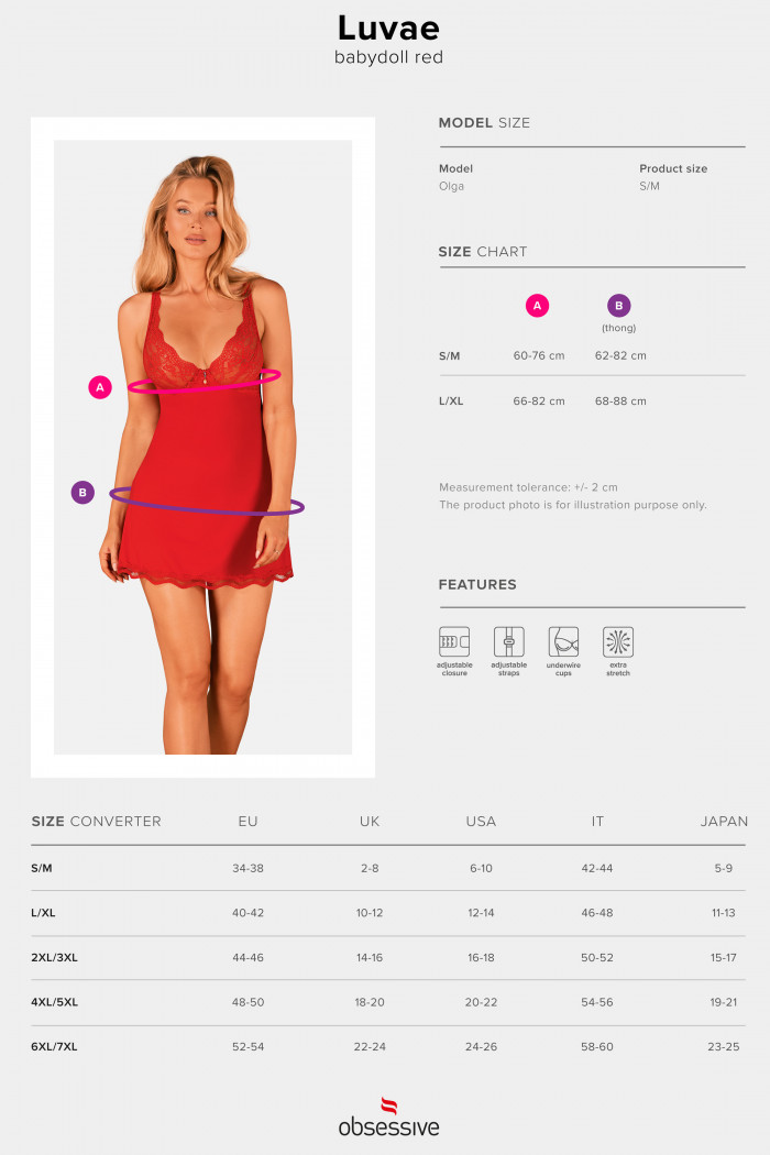 Комбинация с трусиками Obsessive Luvae babydoll  — Заказать онлайн с доставкой