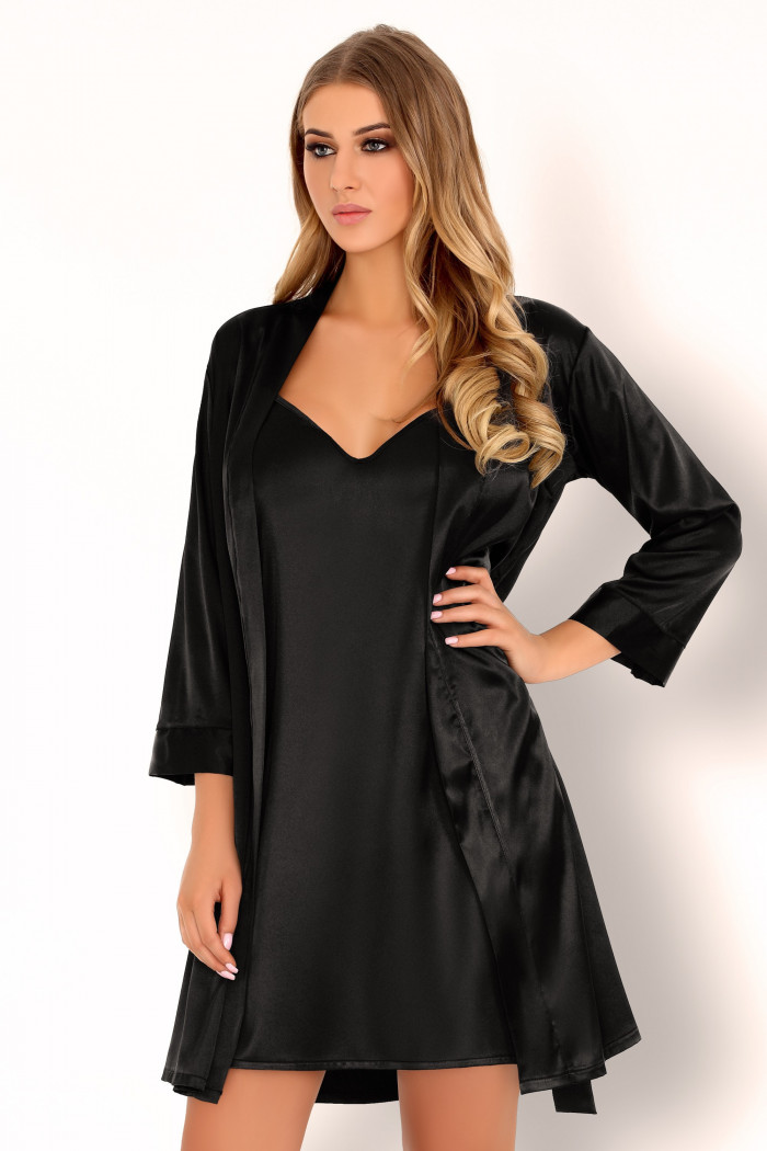 Атласная комбинация с трусиками Livia Corsetti Mirdama Black  — Заказать онлайн с доставкой