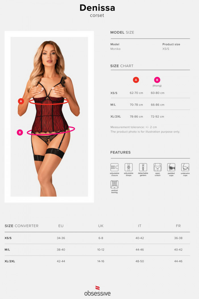 Корсет с открытым бюстом и трусиками Obsessive Denissa corset  — Заказать онлайн с доставкой
