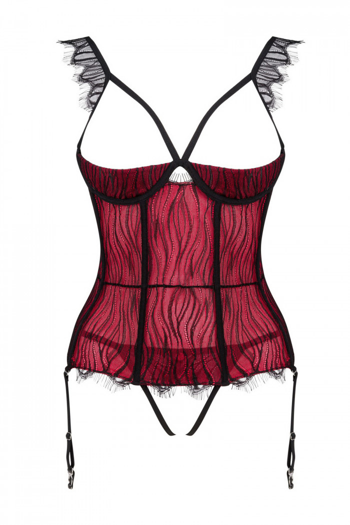 Корсет с открытым бюстом и трусиками Obsessive Denissa corset  — Заказать онлайн с доставкой