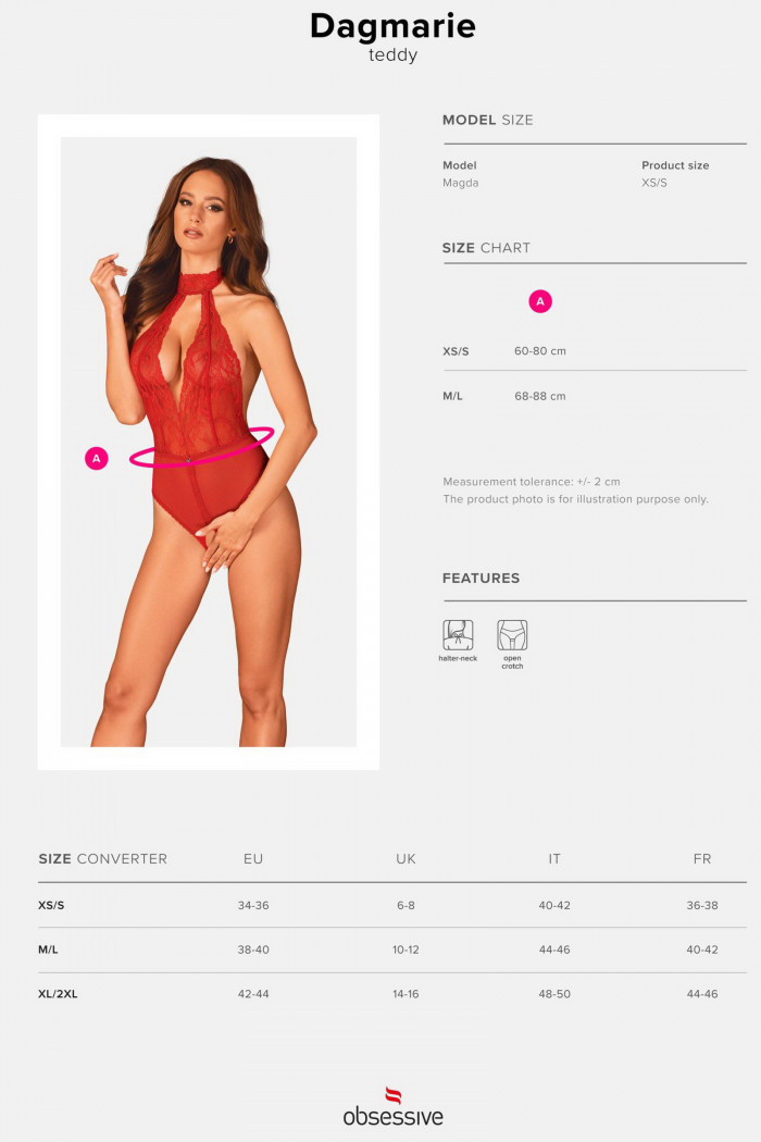 Боди полупрозрачное с вырезом Obsessive Dagmarie Teddy  — Заказать онлайн с доставкой