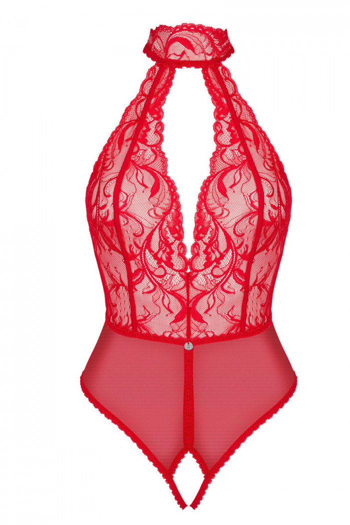 Боди полупрозрачное с вырезом Obsessive Dagmarie Teddy  — Заказать онлайн с доставкой