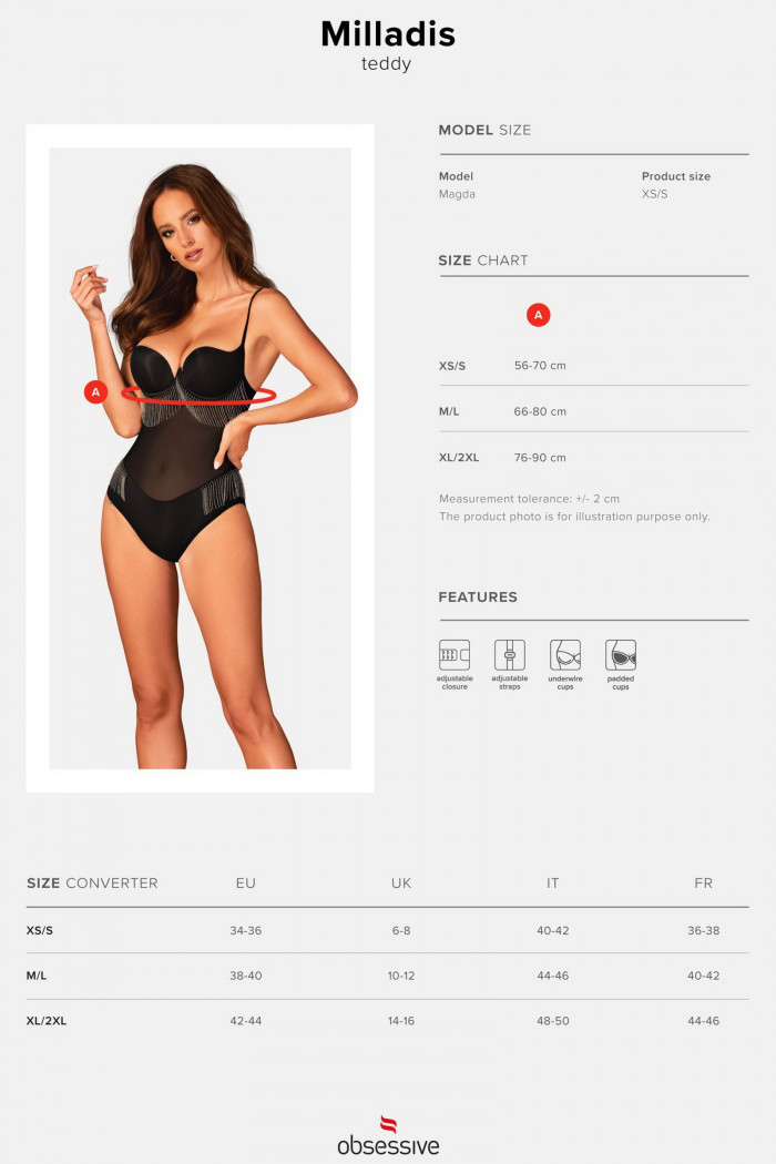 Соблазнительное боди Obsessive Milladis  — Заказать онлайн с доставкой