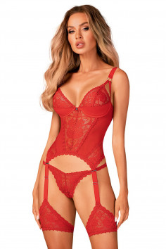 Корсет с трусиками и подвязками Obsessive Belovya corset  — Заказать онлайн с доставкой