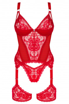 Корсет с трусиками и подвязками Obsessive Belovya corset  — Заказать онлайн с доставкой 2