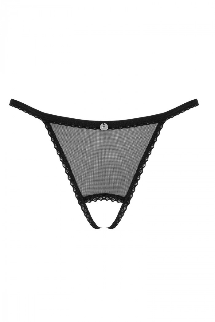 Стринги с интимным вырезом Obsessive Celia Noir Otwarte  — Заказать онлайн с доставкой