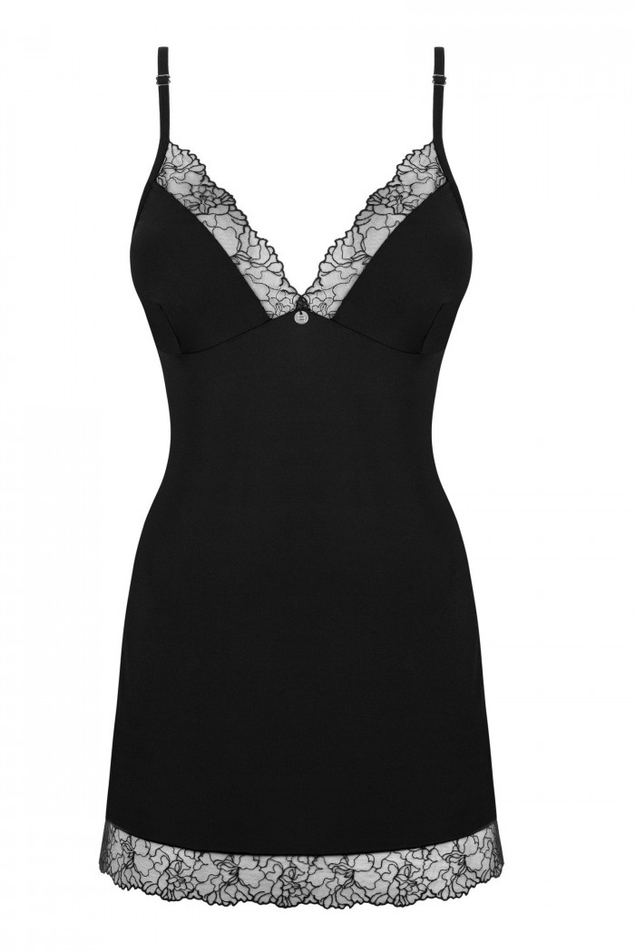 Комбинация сатиновая с трусиками Obsessive Bella Rou chemise  — Заказать онлайн с доставкой