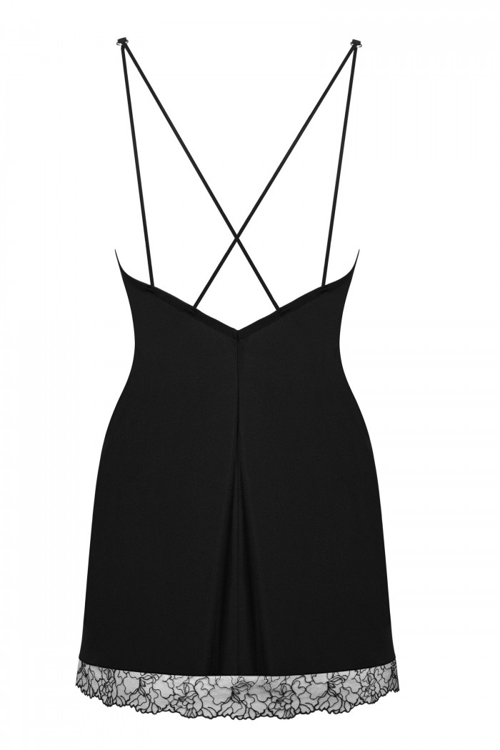 Комбинация сатиновая с трусиками Obsessive Bella Rou chemise  — Заказать онлайн с доставкой